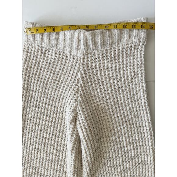 Beach Riot Rayne Sweater Pants Women M Cream Wide Legs Waffle Knit Stretch - Picture 5 of 11